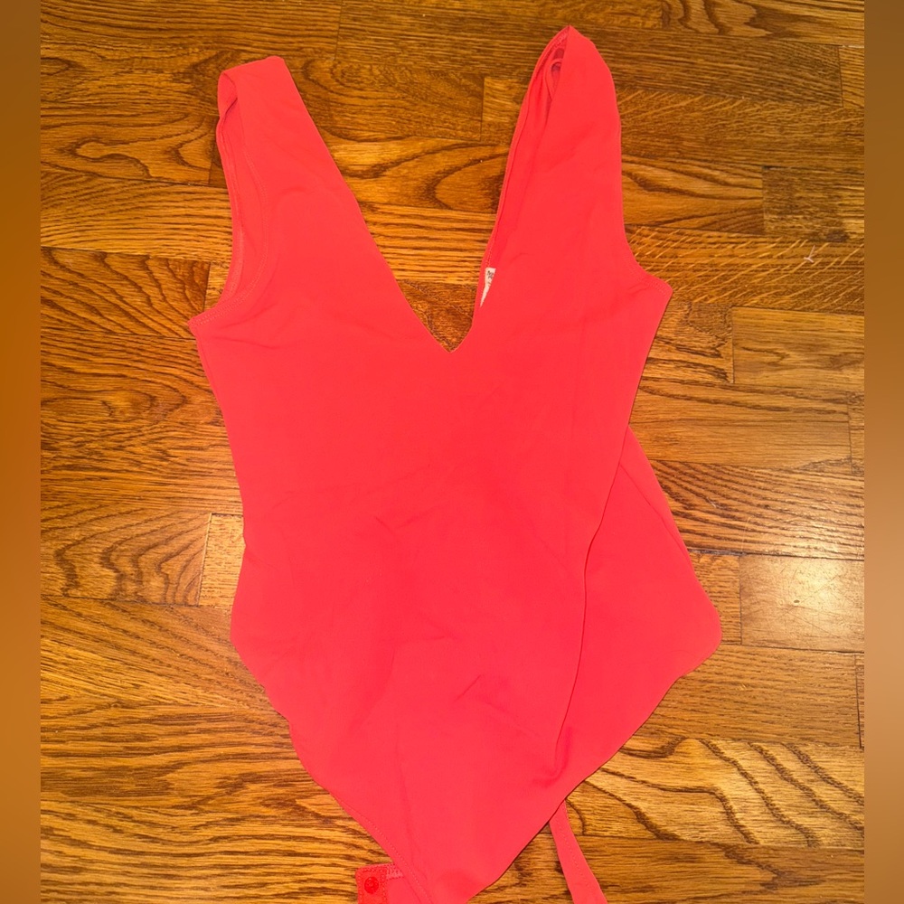 Free People Keep it Sleek Red/Salmon Bodysuit Size S